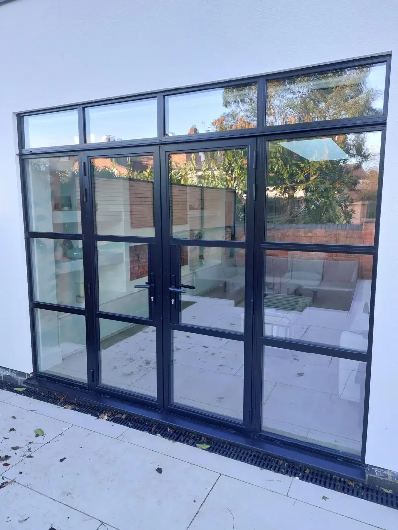Heritage Aluminium French Patio Double Doors Screen Black Crittall Style: Swipe To View More Images
