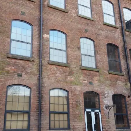 Commercial Aluminium Arched Top Sliding Sash Windows: Click Here To View Larger Image