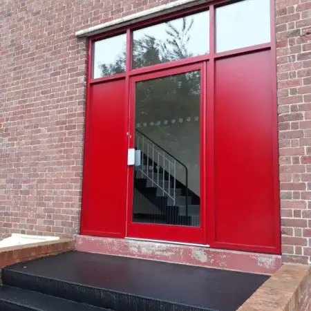 Commercial Red Aluminium Panels Door Screen: Click Here To View Larger Image