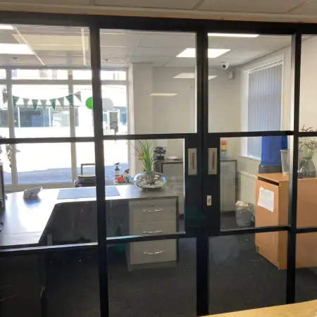 Aluspace Sliding Locking Internal Doors Crittall Style: Click Here To View Larger Image