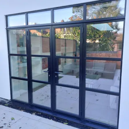 Heritage Aluminium French Patio Double Doors Screen Black Crittall Style: Click Here To View Larger Image